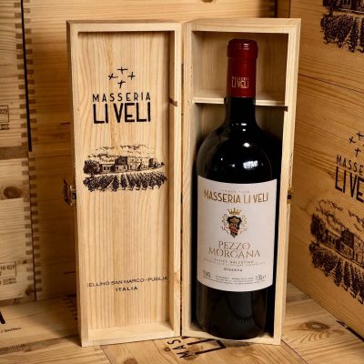 Magnum 1,5L Pezzo Morgana Salice Salentino DOC Riserva in wooden box